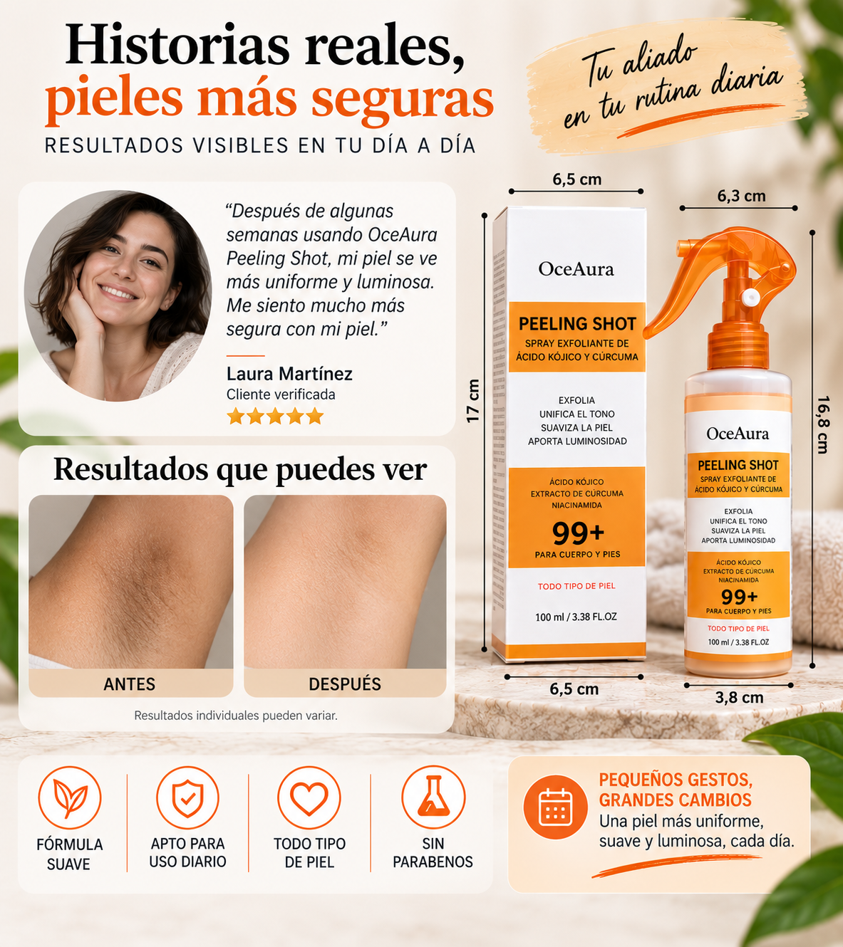 Spray Exfoliante Ácido Kójico y Cúrcuma